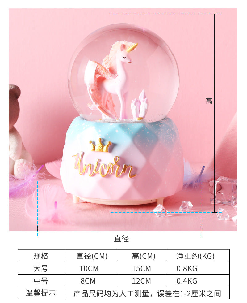 CRYSTAL MUSIC BALL -MUSIC LIGHTING SNOWING gift birthday gift girl gift