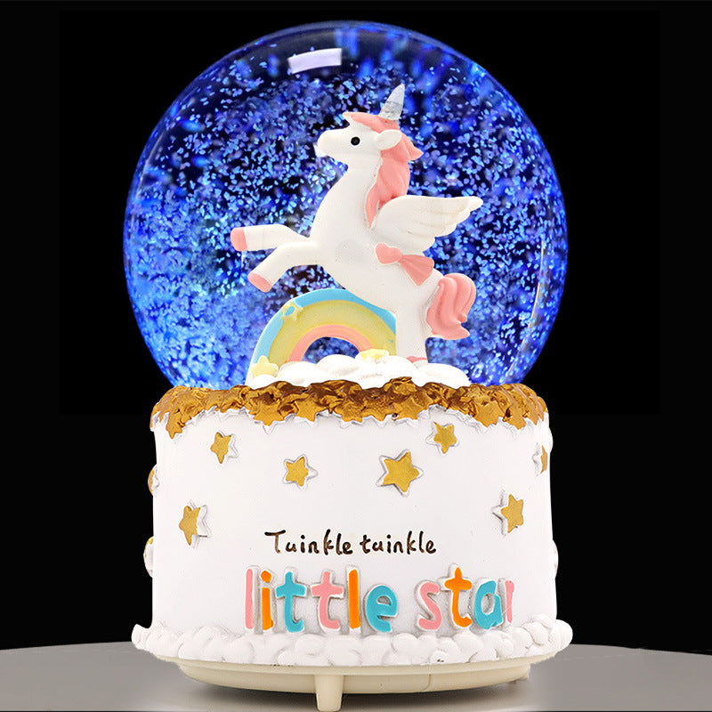 CRYSTAL MUSIC BALL -MUSIC LIGHTING SNOWING gift birthday gift girl gift