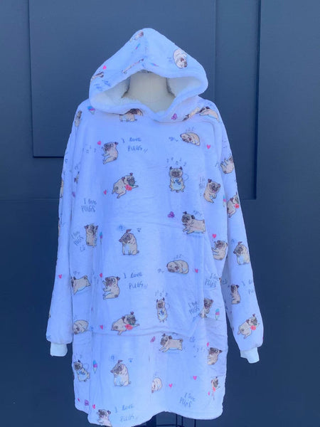 pug oversized hoodie (1 SIZE FOR MOST)