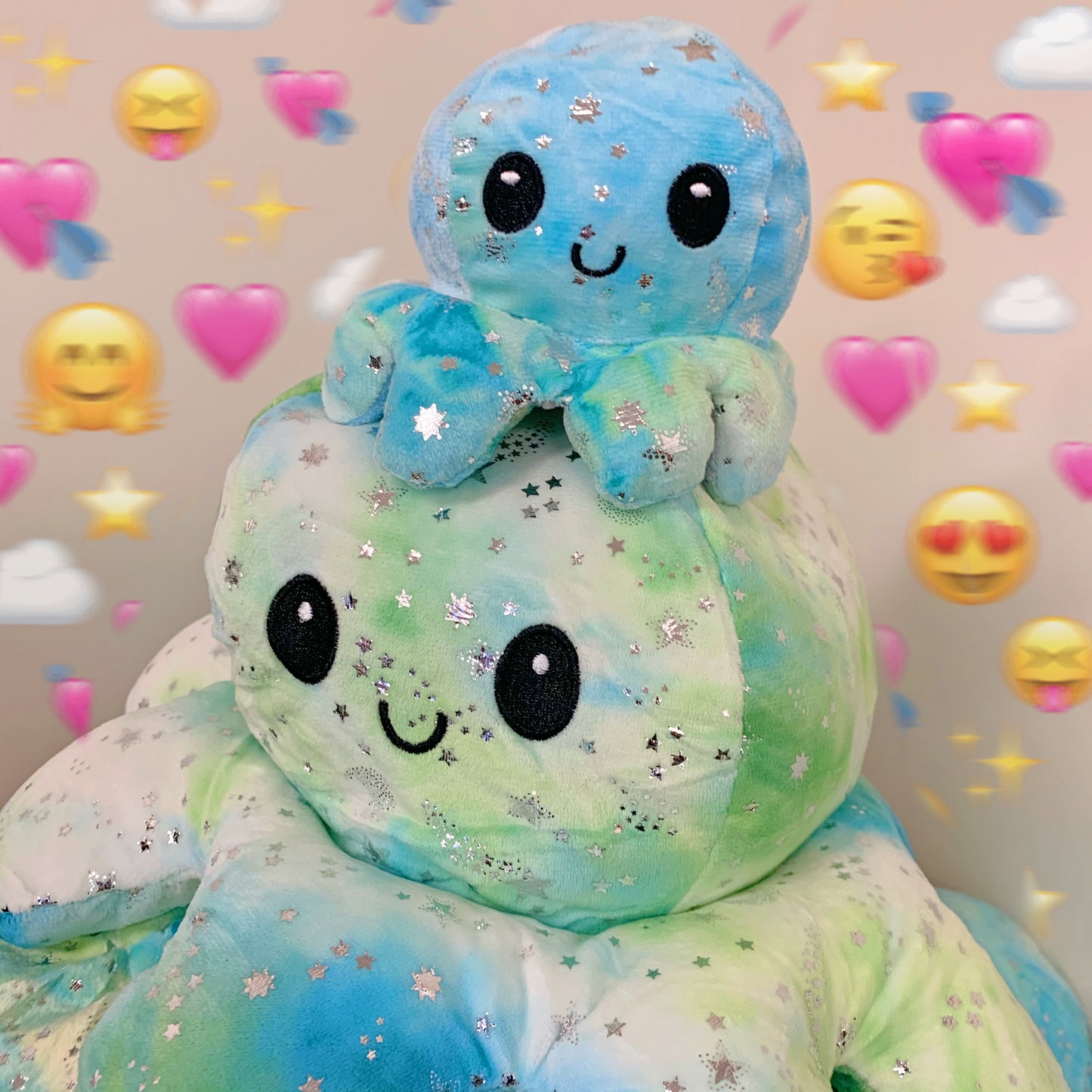 tie dye-green with fire on eyes jumbo change mood , reversible octopus!!!