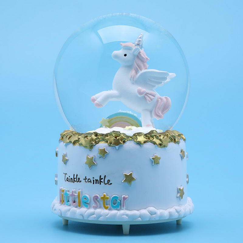 CRYSTAL MUSIC BALL -MUSIC LIGHTING SNOWING gift birthday gift girl gift