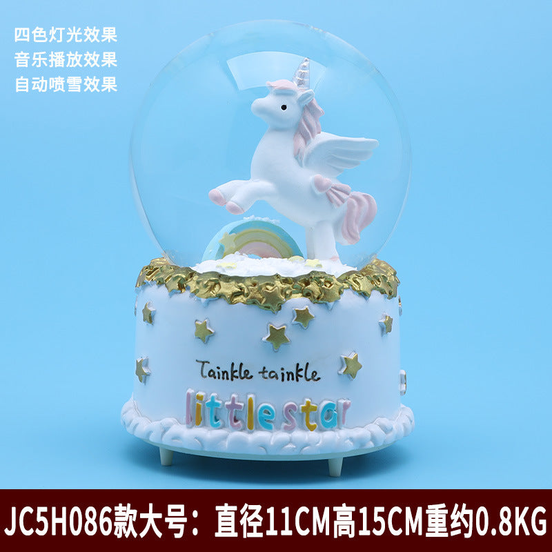 CRYSTAL MUSIC BALL -MUSIC LIGHTING SNOWING gift birthday gift girl gift