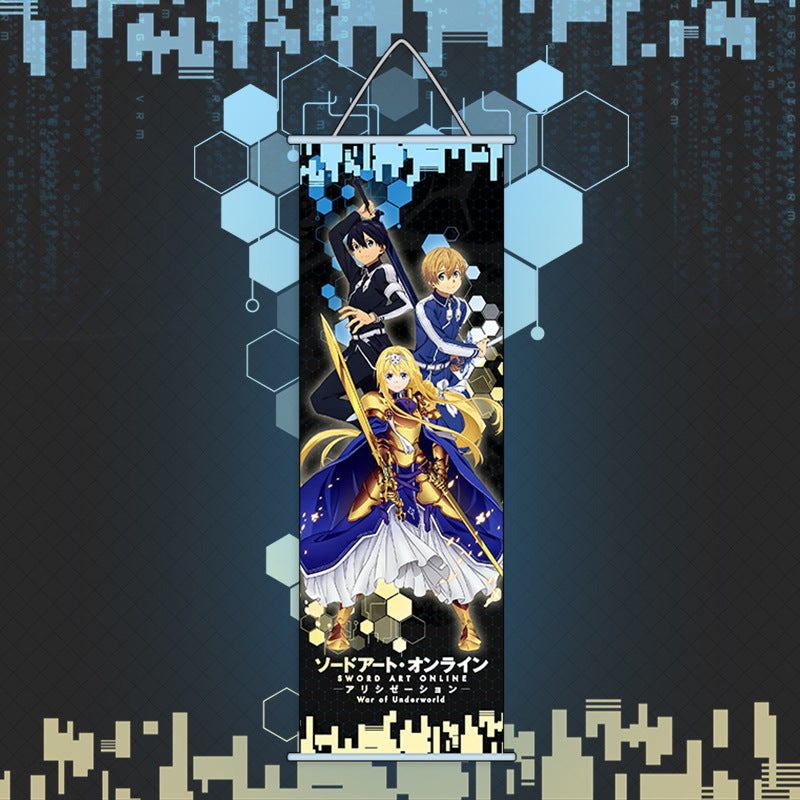 Demon Slayer One Piece Banner Poster Anime wall art hanging painting(small)