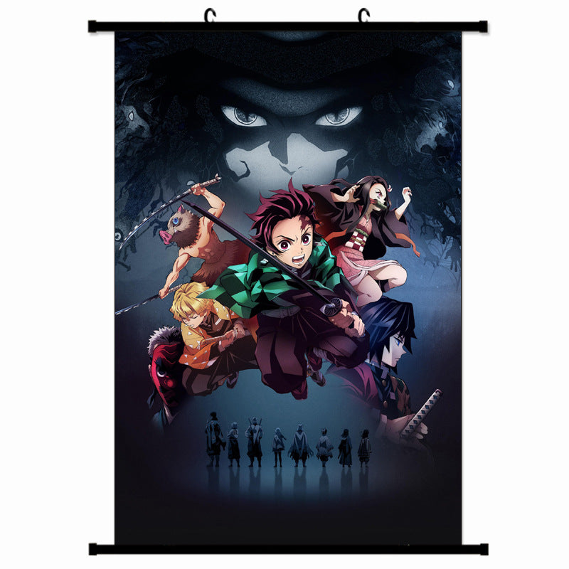 Demon Slayer One Piece Banner Poster Anime wall art hanging painting(Big)