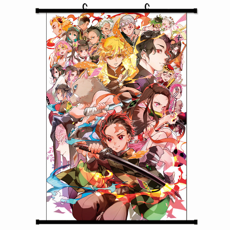 Demon Slayer One Piece Banner Poster Anime wall art hanging painting(Big)
