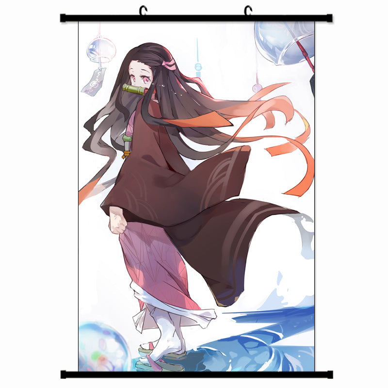 Demon Slayer One Piece Banner Poster Anime wall art hanging painting(Big)