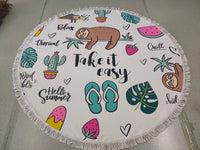 new design beach towel round towel daimeter 150cm,unicorn sloth large round beach blanket