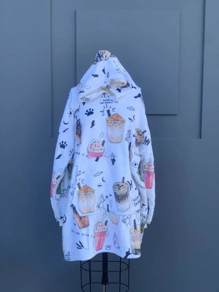 ins boba milktea oversized hoodie (1 SIZE FOR MOST)