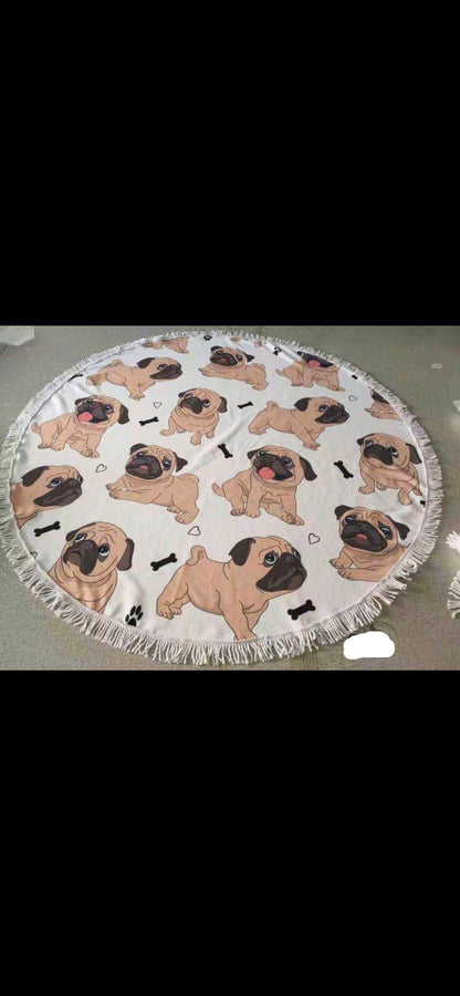 PUG ROUND TOWEL new design beach towel round towel WITH TASSELS daimeter 1.5m