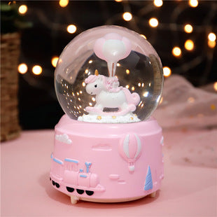 balloon unicorn CRYSTAL MUSIC BALL -MUSIC LIGHTING SNOWING gift birthday gift girl gift