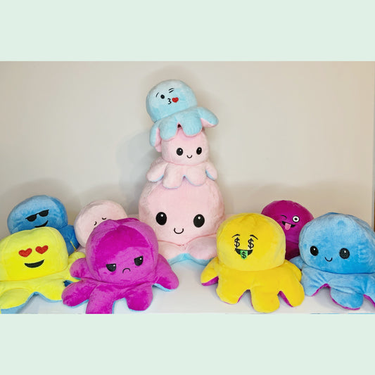 BIG SIZE mood octopus Double-Sided Flip Reversible Octopus Plush Toy Marine Life Animals Doll AU STOCK