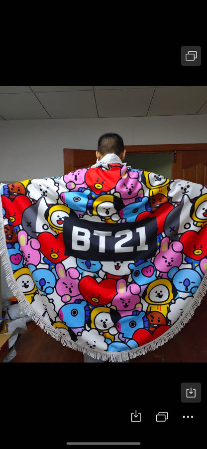 BTS-bt21 round beach 1.5 meter towel