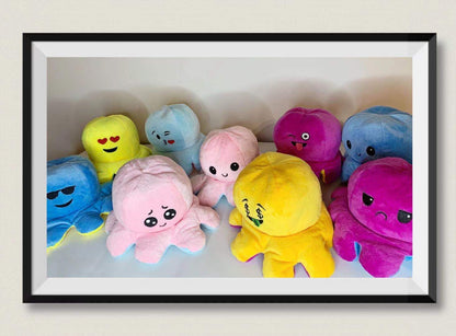 mood octopus Double-Sided Flip Reversible Octopus Plush Toy Marine Life Animals Doll AU STOCK