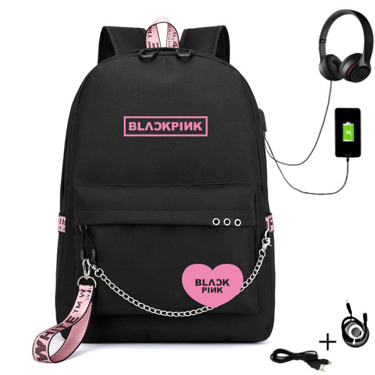 black pink school bag