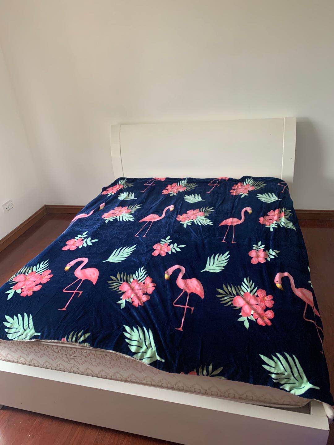 thick winter blanket flemingo flower-queen size