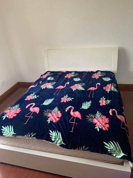 thick winter blanket flemingo flower-queen size