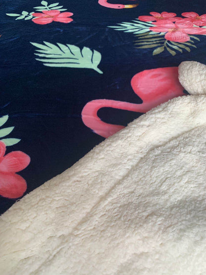 thick winter blanket flemingo flower-queen size