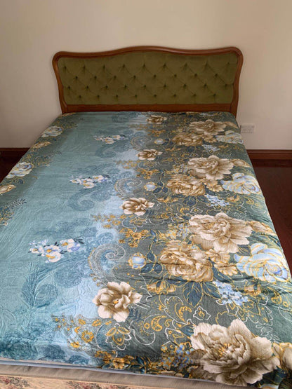 thick winter blanket flemingo flower-queen size