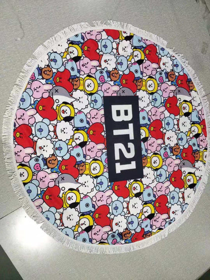 BTS-bt21 round beach 1.5 meter towel