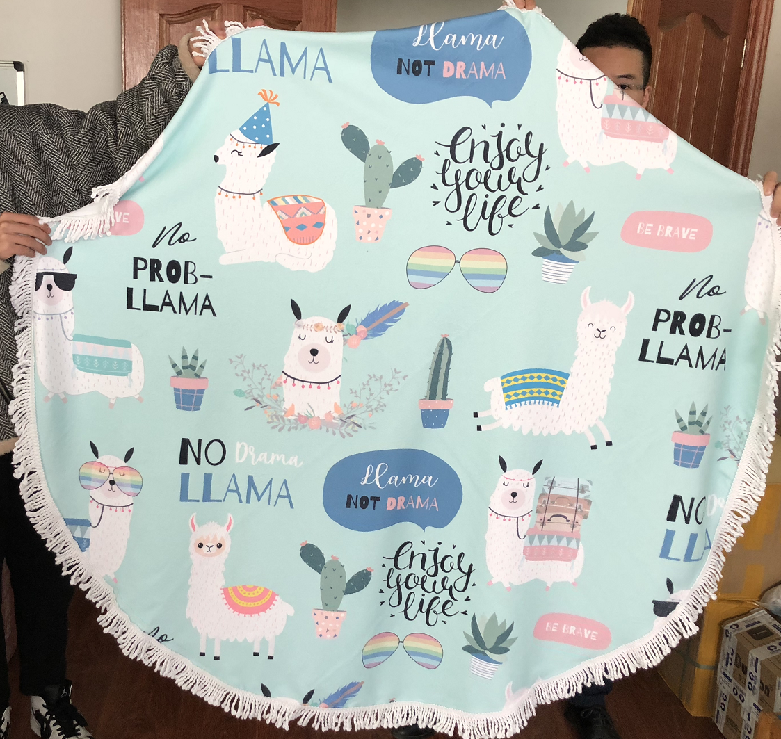 LAMA ROUND TOWEL new design beach towel round towel WITH TASSELS daimeter 1.5m