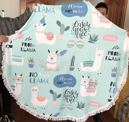 LAMA ROUND TOWEL new design beach towel round towel WITH TASSELS daimeter 1.5m