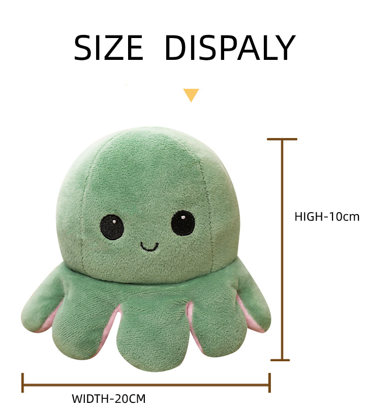 mood octopus Double-Sided Flip Reversible Octopus Plush Toy Marine Life Animals Doll AU STOCK